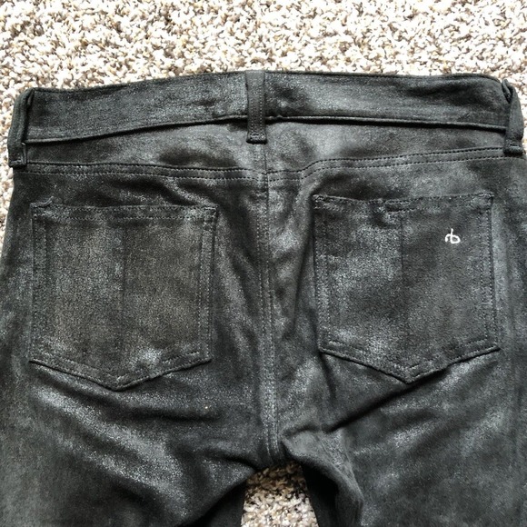 Rag & Bone Lamb Leather Jeans 26 Black Suede Zipper Pockets & Ankles Skinny - Picture 11 of 13